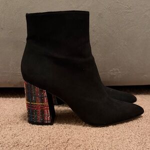 Betsey Johnson Black Boots with Colorful Heel